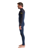 The C-Skins Mens NuWave Session 3/2mm Chest Zip Wetsuit in Bluestone, Black X & Saffron