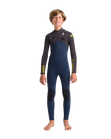 The C-Skins Boys NuWave Session 4/3mm Chest Zip Wetsuit in Bluestone, Meteor X & Saffron