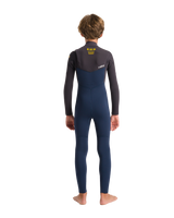 The C-Skins Boys NuWave Session 4/3mm Chest Zip Wetsuit in Bluestone, Meteor X & Saffron