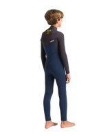 The C-Skins Boys NuWave Session 4/3mm Chest Zip Wetsuit in Bluestone, Meteor X & Saffron