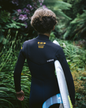 The C-Skins Boys NuWave Session 4/3mm Chest Zip Wetsuit in Bluestone, Meteor X & Saffron