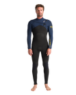 The C-Skins Mens NuWave Session 4/3mm Chest Zip Wetsuit in Black, Bluestone & Saffron