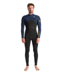 The C-Skins Mens NuWave Session 4/3mm Chest Zip Wetsuit in Black, Bluestone & Saffron