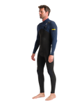 The C-Skins Mens NuWave Session 4/3mm Chest Zip Wetsuit in Black, Bluestone & Saffron