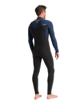 The C-Skins Mens NuWave Session 4/3mm Chest Zip Wetsuit in Black, Bluestone & Saffron