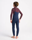 Boys NuWave Session 5/4/3mm Chest Zip Wetsuit in Bluestone, Rust X & Cool Green