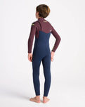 Boys NuWave Session 5/4/3mm Chest Zip Wetsuit in Bluestone, Rust X & Cool Green