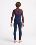 Boys NuWave Session 5/4/3mm Chest Zip Wetsuit in Bluestone, Rust X & Cool Green