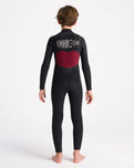 Boys NuWave Session 5/4/3mm Chest Zip Wetsuit in Bluestone, Rust X & Cool Green