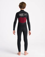 Boys NuWave Session 5/4/3mm Chest Zip Wetsuit in Bluestone, Rust X & Cool Green