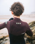 Boys NuWave Session 5/4/3mm Chest Zip Wetsuit in Bluestone, Rust X & Cool Green