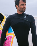 NuWave Session 5/4/3mm Chest Zip Wetsuit in Black, Meteor X & Rust