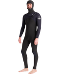 NuWave Session 5/4/3mm Hooded Chest Zip Wetsuit in Black, Black X & White