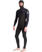 NuWave Session 5/4/3mm Hooded Chest Zip Wetsuit in Black, Black X & White