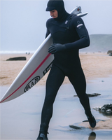 NuWave Session 5/4/3mm Hooded Chest Zip Wetsuit in Black, Black X & White