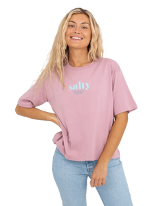 The Born by the Sea Womens Salty T-Shirt in Purple Rose