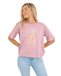 The Born by the Sea Womens Salty Surfer T-Shirt in Purple Rose