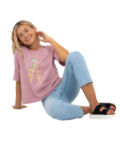 The Born by the Sea Womens Salty Surfer T-Shirt in Purple Rose