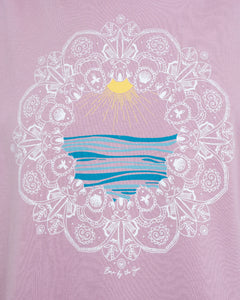 The Born by the Sea Womens Wave Mandala T-Shirt in Purple Rose