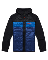 The Cotopaxi Mens Capa Hybrid Insulated Hooded Jacket in Black & Maritime