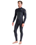 The C-Skins Mens Rewired 4/3mm Chest Zip Wetsuit in Anthracite, Black X & Saffron