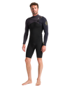 The C-Skins Mens Session 3/2mm Spring Chest Zip Wetsuit in Black, Meteor X & Saffron