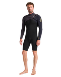 The C-Skins Mens Session 3/2mm Spring Chest Zip Wetsuit in Black, Meteor X & Saffron