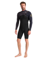 The C-Skins Mens Session 3/2mm Spring Chest Zip Wetsuit in Black, Meteor X & Saffron