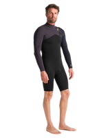 The C-Skins Mens Session 3/2mm Spring Chest Zip Wetsuit in Black, Meteor X & Saffron