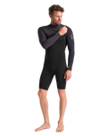 The C-Skins Mens Session 3/2mm Spring Chest Zip Wetsuit in Black, Meteor X & Saffron