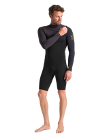 The C-Skins Mens Session 3/2mm Spring Chest Zip Wetsuit in Black, Meteor X & Saffron