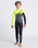 The C-Skins Boys Sessions 4/3mm Chest Zip Wetsuit in Black Tie Dye, Yellow & Graphite