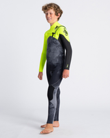 The C-Skins Boys Sessions 4/3mm Chest Zip Wetsuit in Black Tie Dye, Yellow & Graphite