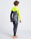 The C-Skins Boys Sessions 4/3mm Chest Zip Wetsuit in Black Tie Dye, Yellow & Graphite