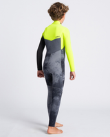 The C-Skins Boys Sessions 4/3mm Chest Zip Wetsuit in Black Tie Dye, Yellow & Graphite