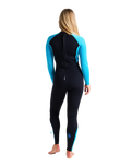 The C-Skins Womens Surflite 3/2mm Back Zip Wetsuit in Black, Bright Cyan & Azure