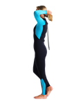 The C-Skins Womens Surflite 3/2mm Back Zip Wetsuit in Black, Bright Cyan & Azure