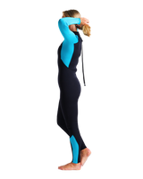 The C-Skins Womens Surflite 3/2mm Back Zip Wetsuit in Black, Bright Cyan & Azure