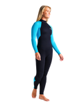 The C-Skins Womens Surflite 3/2mm Back Zip Wetsuit in Black, Bright Cyan & Azure