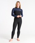 The C-Skins Womens Solace 4/3mm Back Zip Wetsuit in Black, Bluestone Tropical & Cascade Blue