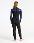 The C-Skins Womens Solace 4/3mm Back Zip Wetsuit in Black, Bluestone Tropical & Cascade Blue