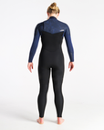 The C-Skins Womens Solace 4/3mm Chest Zip Wetsuit in Black, Bluestone Tropical & Cascade Blue