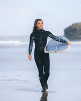 The C-Skins Womens Solace 5/4mm Chest Zip Wetsuit in Black, Tropical Black & White