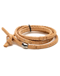 The Nalu Beads Natural & Silver Cork Wrap Bracelet in Tan