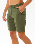 The Rip Curl Mens Twisted Walkshorts in Dark Olive