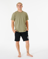 The Rip Curl Mens Search Icon Jogger Shorts in Black