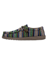 The Hey Dude Shoes Mens Wally Serape Shoes in Blue Canyon