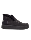 The Hey Dude Shoes Womens Denny Recycled Leather Grip Shoes in Jet Black