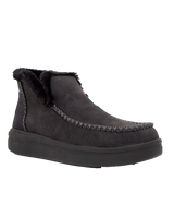 The Hey Dude Shoes Womens Denny Recycled Leather Grip Shoes in Jet Black