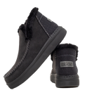 The Hey Dude Shoes Womens Denny Recycled Leather Grip Shoes in Jet Black